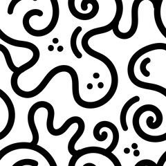 Seamless abstract pattern on white background. Vector doodle image. Graphic linear wallpaper.