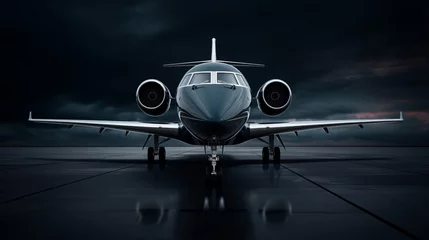 Fotobehang luxury private jet airplane front view © logoinspires