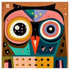 Owl portrait in abstract style. Beautiful illustration picture. Generative AI