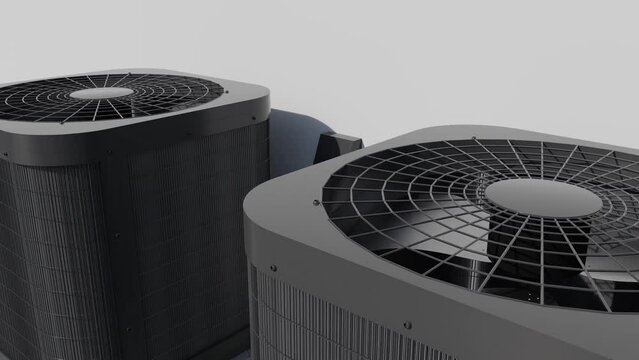 Air conditioning in the backyard. 3d render