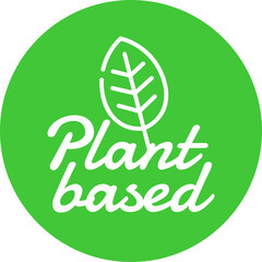 Plant Based Food Icon Badge Sign. Bio, Ecology, Organic Logo. Vector Illustration.