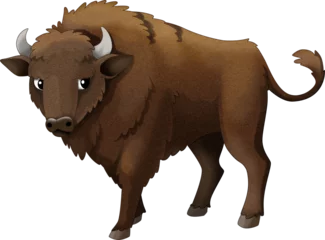 Zelfklevend Fotobehang Cartoon wild animal bison aurochs isolated illustration for children © honeyflavour