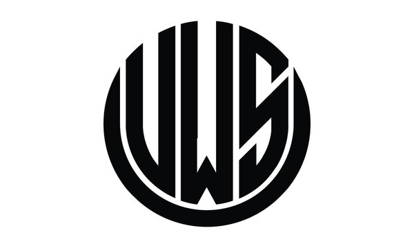 UWS shield in circle logo design vector template. lettermrk, wordmark, monogram symbol on white background.