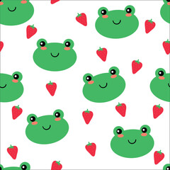Frog cartoon seamless pattern cute animal wallpaper for textile gift wrapping paper background vector illustration bag garment fashion design 