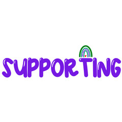Supporting with rainbow icon is a positive word that stimulates or express an emotion.