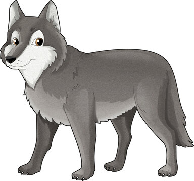 Cartoon wild animal wolf or dog isolated illustration for children