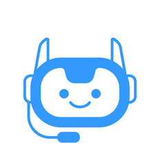 Robotic Assistant Icon with Headset Sign. Robot Chat Bot Icon Design