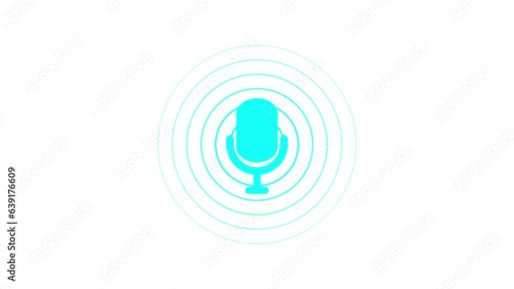 Poster voice recording podcast mic microphone button icon animation. audio microphone icon animation. e 702