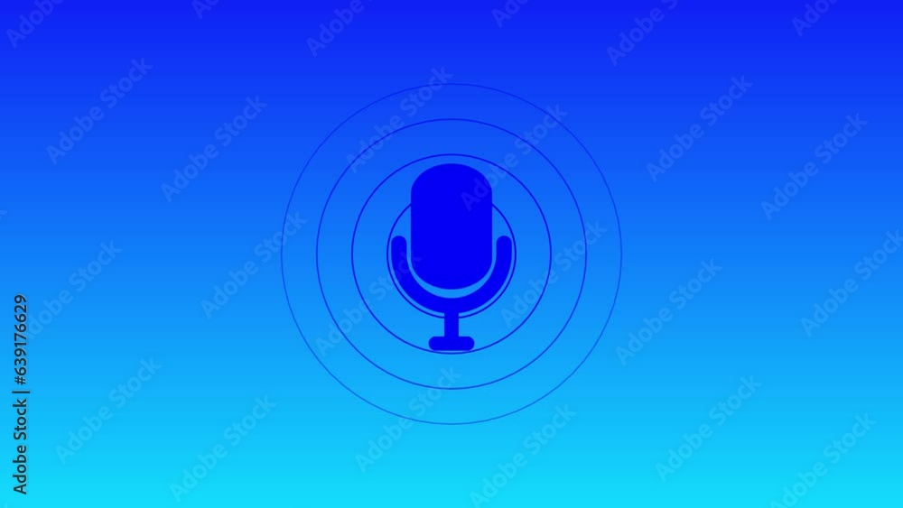 Poster voice recording podcast mic microphone button icon animation. audio microphone icon animation.