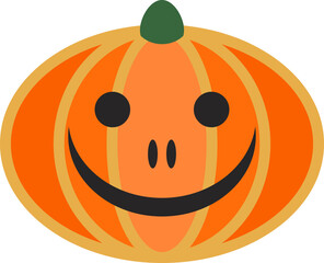 Happy Halloween pumpkin face. Orange smiling pumpkin. Squash for Halloween or Thanksgiving Day. Simple design element.