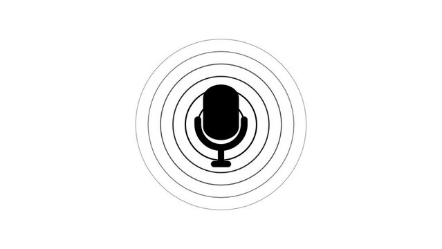 Voice recording podcast mic microphone button icon animation. audio microphone icon animation. e 701
