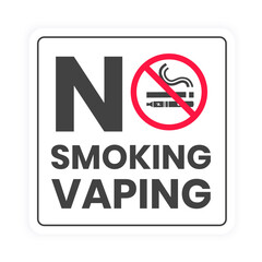 No smoking no vaping sign. Forbidden sign icon isolated on white background vector illustration. Cigarette, vape and smoke and in prohibition circle.