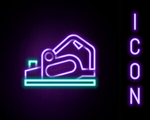 Glowing neon line Electric planer tool icon isolated on black background. Colorful outline concept. Vector