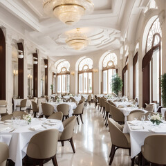 classic wedding luxury style restaurant with tables and chairs