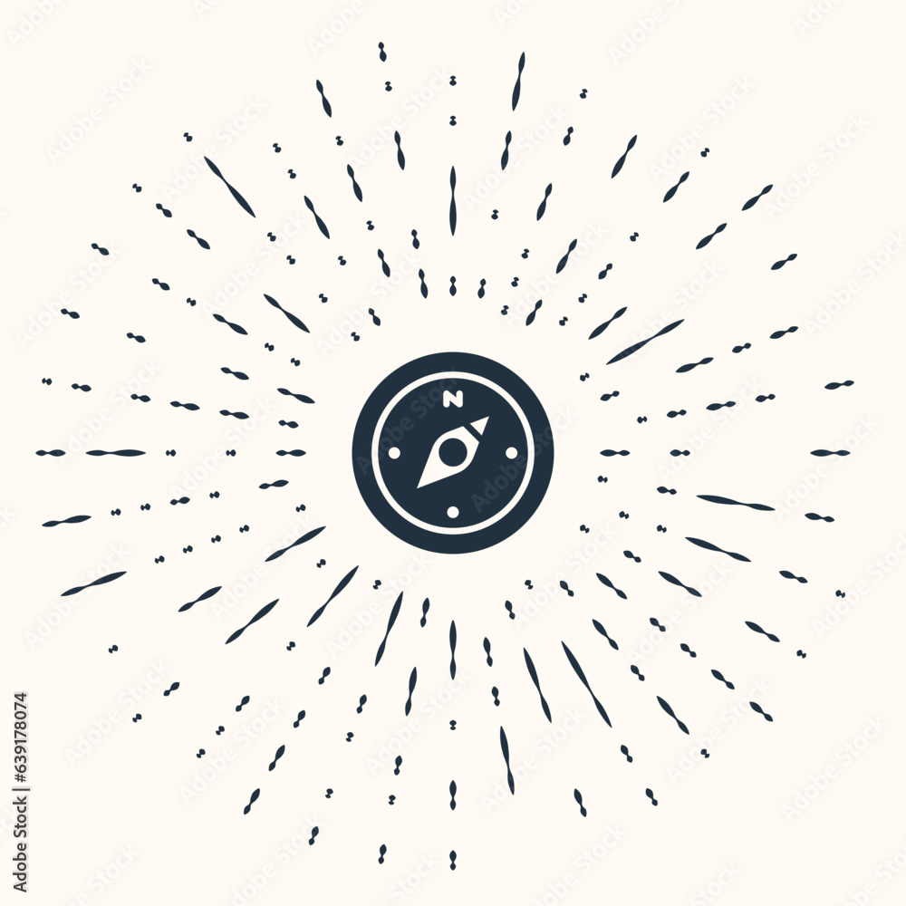 Poster grey compass icon isolated on beige background. windrose navigation symbol. wind rose sign. abstract