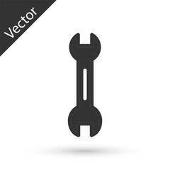 Grey Wrench spanner icon isolated on white background. Vector