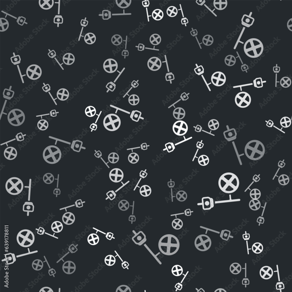 Poster grey stop sign with camera icon isolated seamless pattern on black background. traffic regulatory wa
