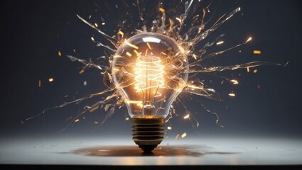 A bulb looking like a electric lamp which is glowing and spreading it's glowing everywhere,it gives concept of electricity - obrazy, fototapety, plakaty