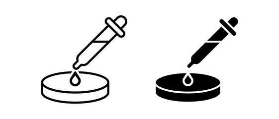 Petri dish vector icons set. Science laboratory symbol