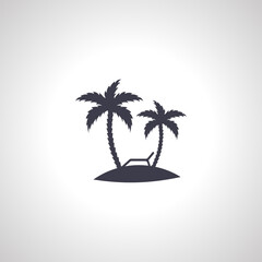 island icon. Silhouette of palm tree on the island.