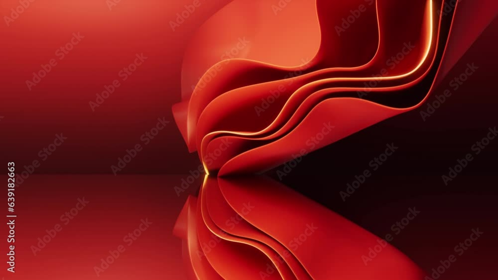 Poster abstract red curve geometry background, 3d rendering.