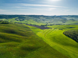 Beautiful Toscany landscape drone view in Italy