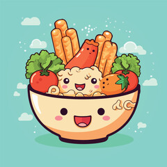 Kawaii food cartoon flat vector illustration with isolated background