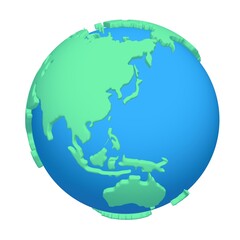Cartoon planet Earth 3d render icon on white background