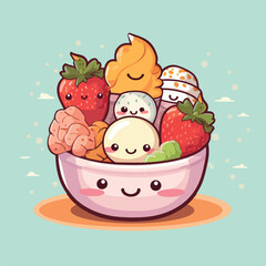 Kawaii food cartoon flat vector illustration with isolated background