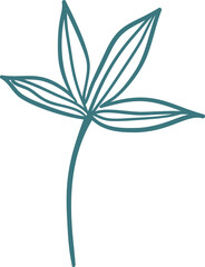 Abstract hand drawn leaves branch shape