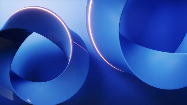 Blue curve geometry background, 3d rendering.