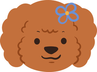 Cute dog head with ribbon illustration