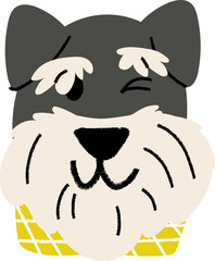 Cute dog head with scarf illustration