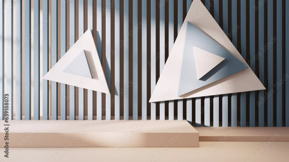 Poster empty room with geometry shapes, 3d rendering.