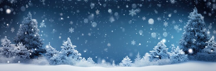 Fototapeta na wymiar Many Christmas natural decorated trees on a snowed background. Generative AI