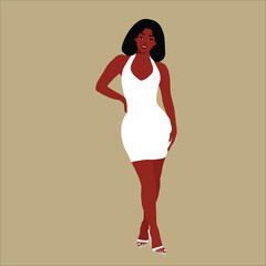 Modern fashionable black woman in elegant art style vector