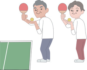 老人　シニア　運動　卓球