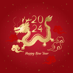 Elegance Chinese new year 2024 year background. translation : Happy chinese new year, year of dragon.