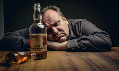 Gardinen man lying down drinking a bottle of alcohol © Patrick