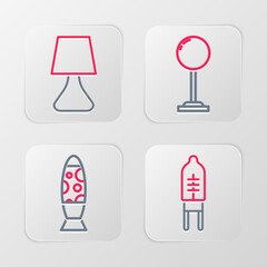 Set line Light emitting diode, Floor lamp, and Table icon. Vector