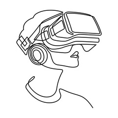 People wearing virtual reality glasses device. Metaverse concept. Continuous line style. Hand drawn. One line. line art. Logo design. Vector. illustration