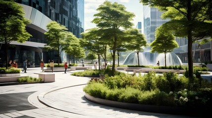 A fantastic city of the future, the concept of green energy, ecological development of mankind.