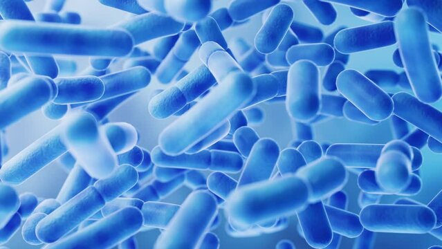 Large groups of germs with blue background, 3d rendering.