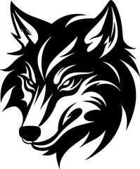 Wolf head art style logo on white background. generative ai