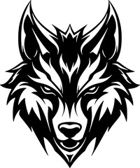 Fototapeta premium Wolf head art style logo on white background. generative ai
