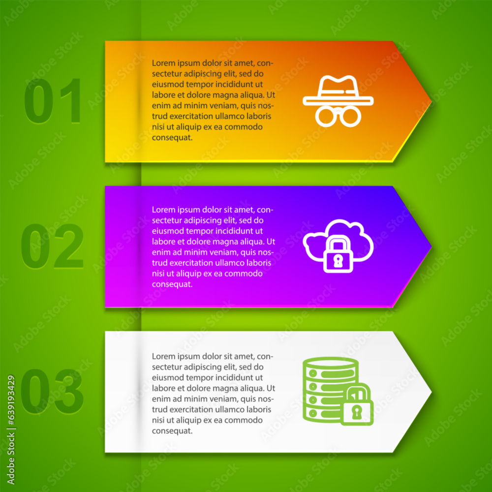Poster set line incognito mode, cloud computing lock, server security with and graphic password protection.