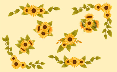 Obraz premium Arrangement Sunflower for Wedding Card or Invitation Other. Suitable for design summer, and modern