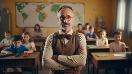 Mature school teacher. Beautiful illustration picture. Generative AI