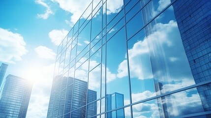 Fototapeta na wymiar Reflective skyscrapers business office buildings. Beautiful illustration picture. Generative AI