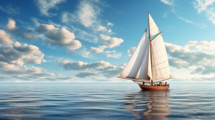 Fototapeta premium Sailboat in the ocean. Beautiful illustration picture. Generative AI